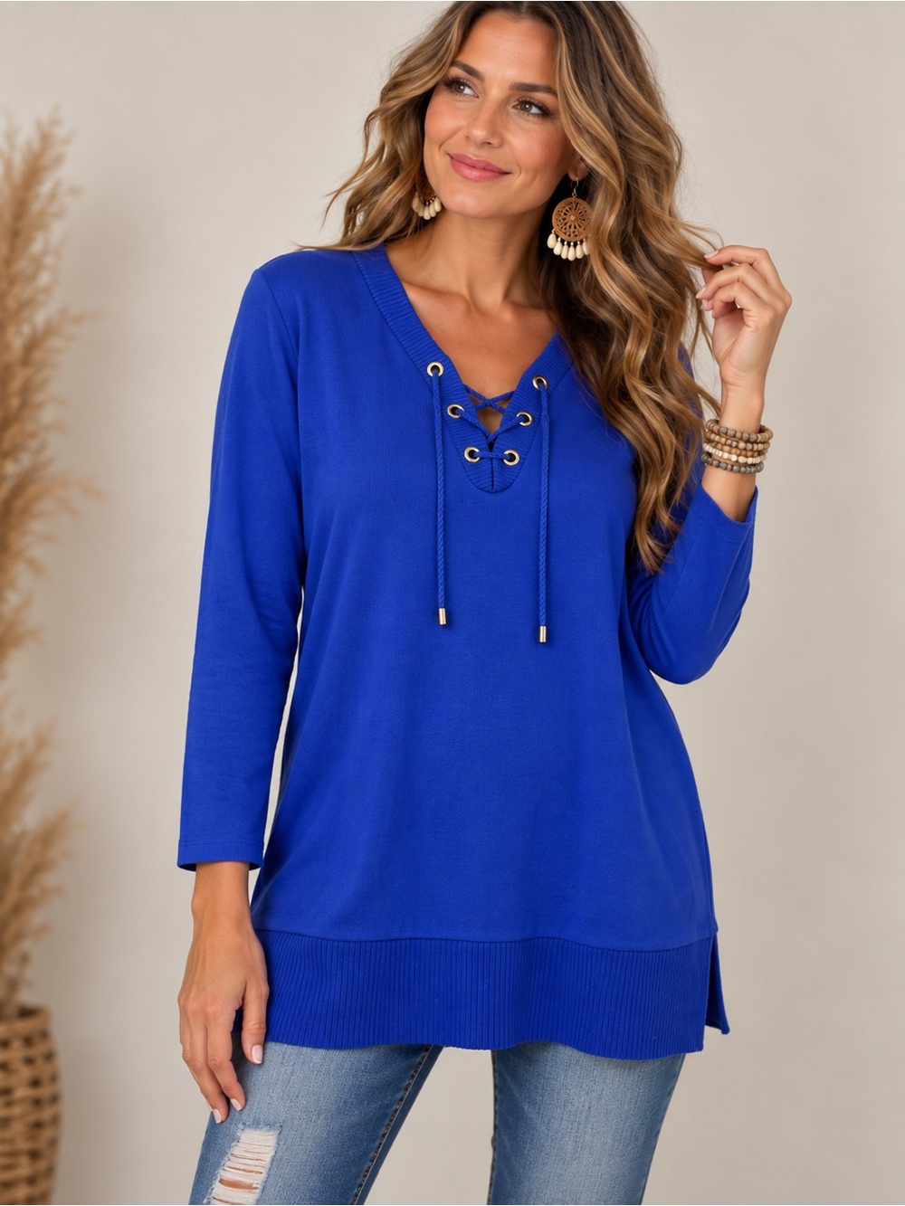 💙✨ Rafaella Lace-Up Tunic Top • Size L • Great Condition ✨💙